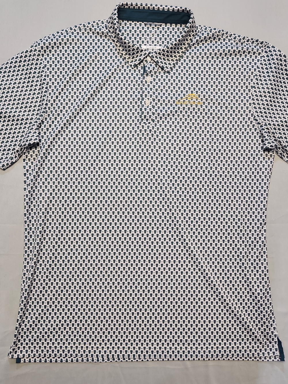 Swannies Tradition Polo Golf Size XL Green & White Geometric Cups AOP Reflection